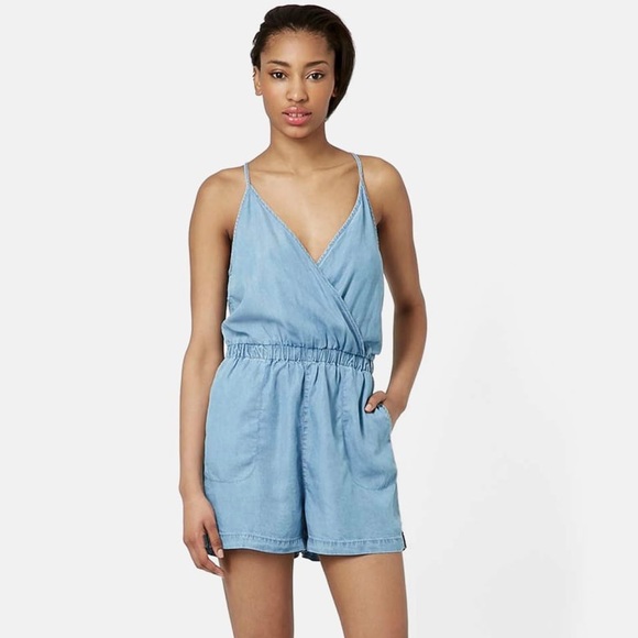 denim romper topshop